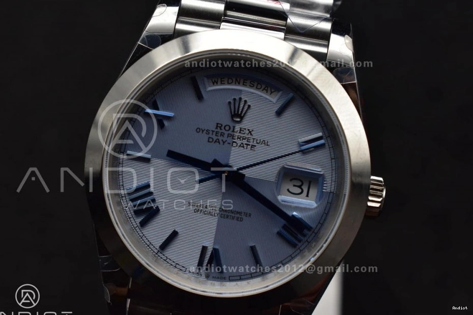 V4 DayDate Weighted Roman President Steel GMF 40 Tungsten Bracelet Markers Dial A3255 Blue 904L On 0415